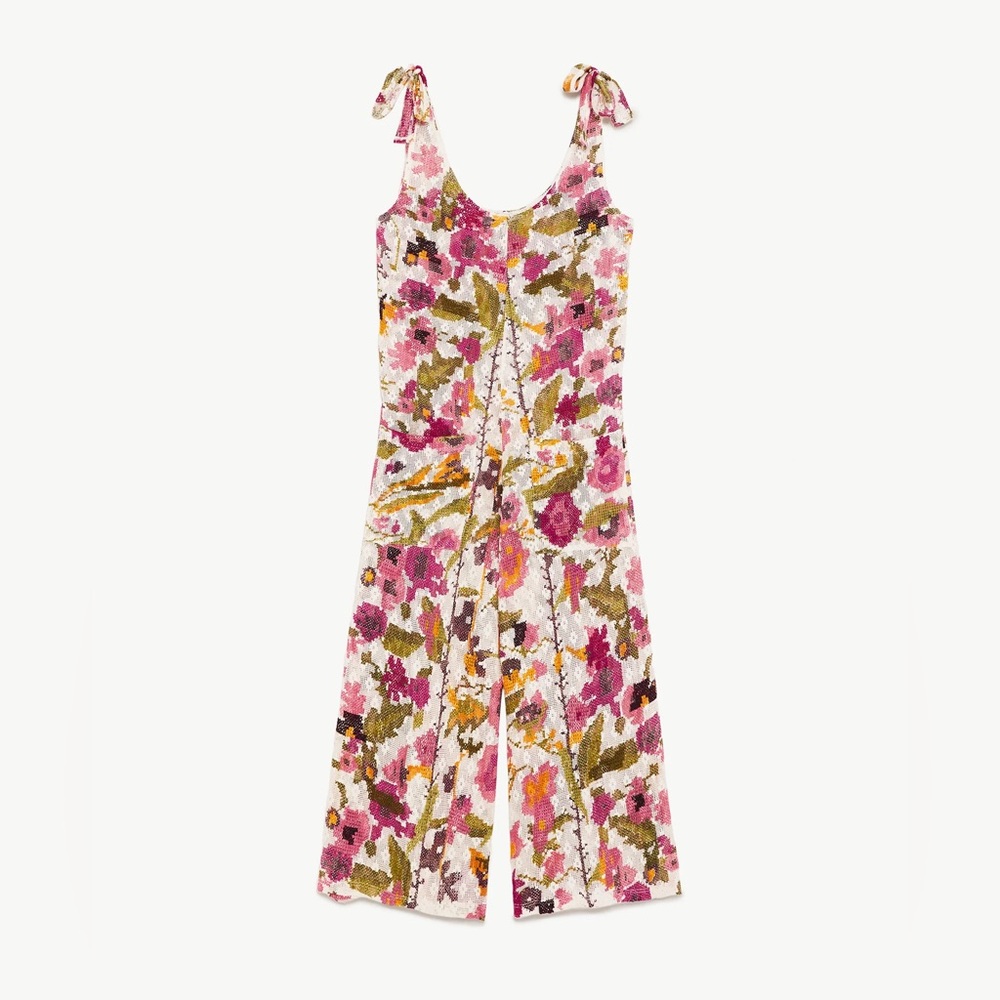 Zara Floral Embroirdered Jumpsuit